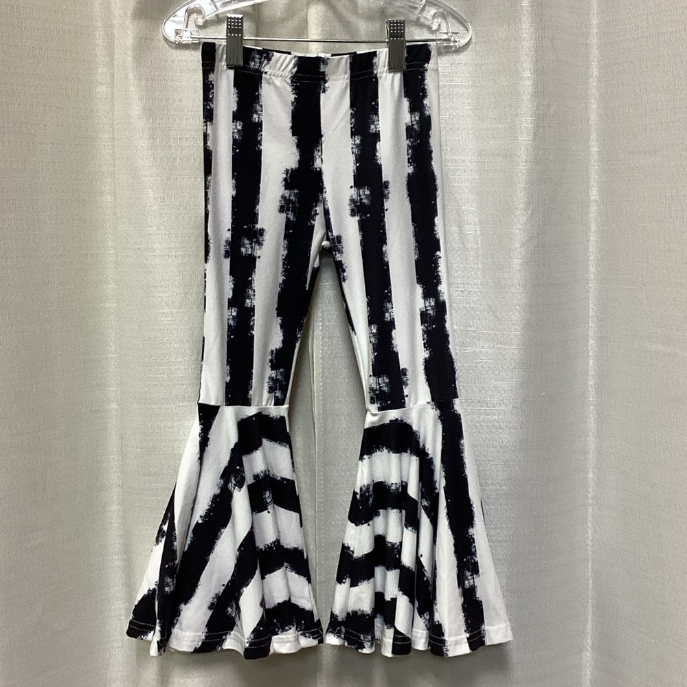 Stylish Kids Black and White Striped Bell Bottom Leggings